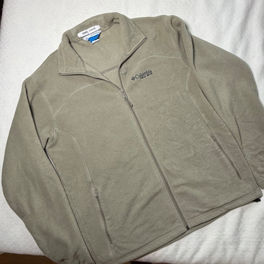 Columbia Field Gear Mens Large Tan Full Zip Fleece Jacket Outdoor Layer